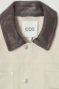 Outlet COS LEATHER-COLLAR FIELD JACKET MOLE