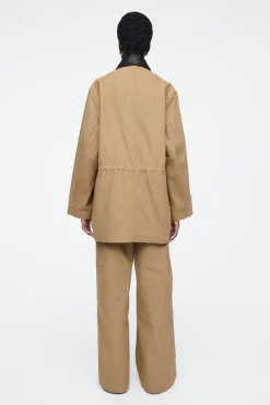 Outlet COS LEATHER-COLLAR FIELD JACKET CAMEL