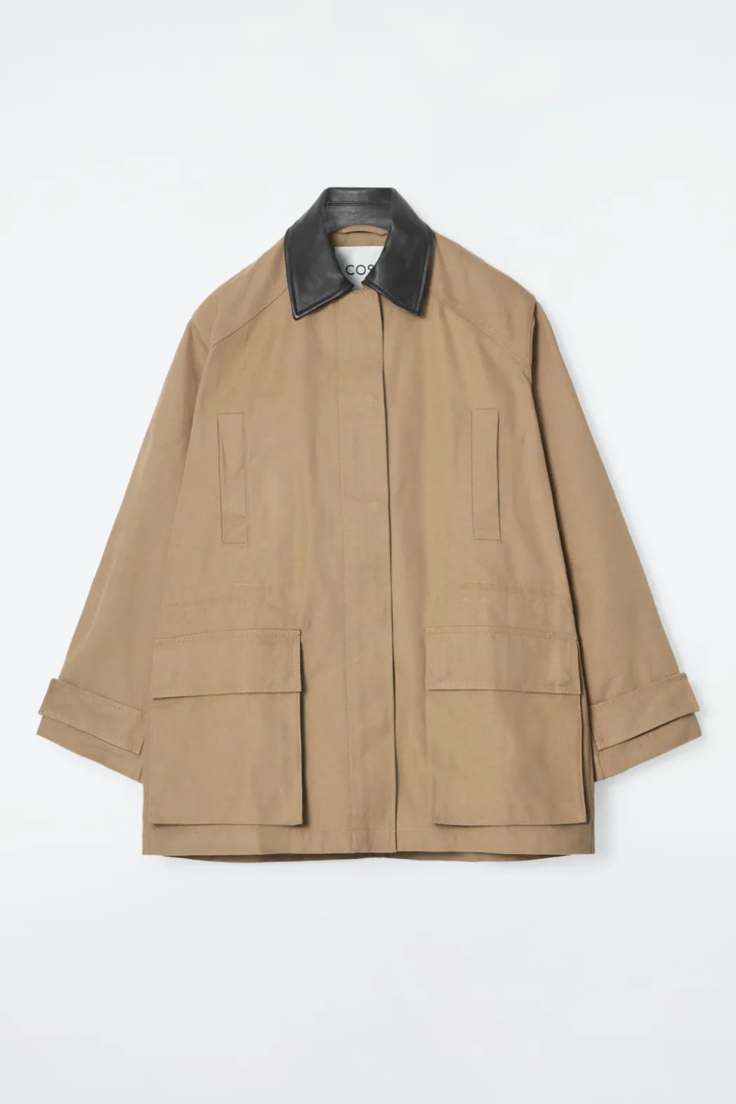 Outlet COS LEATHER-COLLAR FIELD JACKET CAMEL