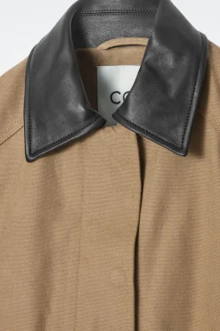 Outlet COS LEATHER-COLLAR FIELD JACKET CAMEL