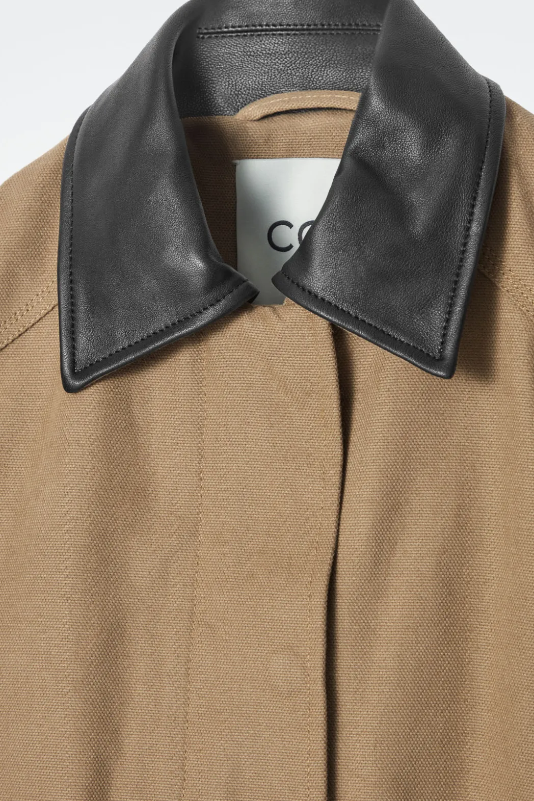 Outlet COS LEATHER-COLLAR FIELD JACKET CAMEL