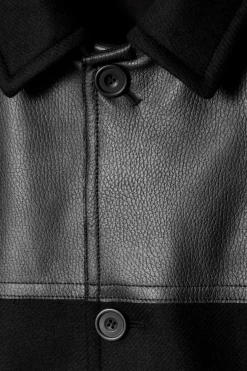Outlet COS LEATHER-PANELED DONKEY JACKET BLACK