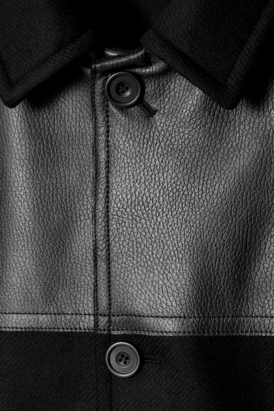 Outlet COS LEATHER-PANELED DONKEY JACKET BLACK
