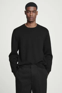 Best COS LEATHER-PANELLED MERINO WOOL JUMPER BLACK