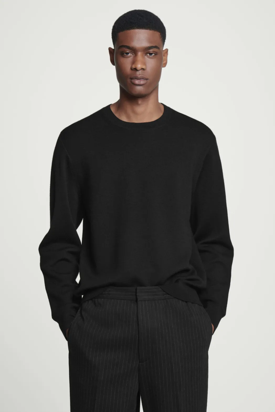 Best COS LEATHER-PANELLED MERINO WOOL JUMPER BLACK
