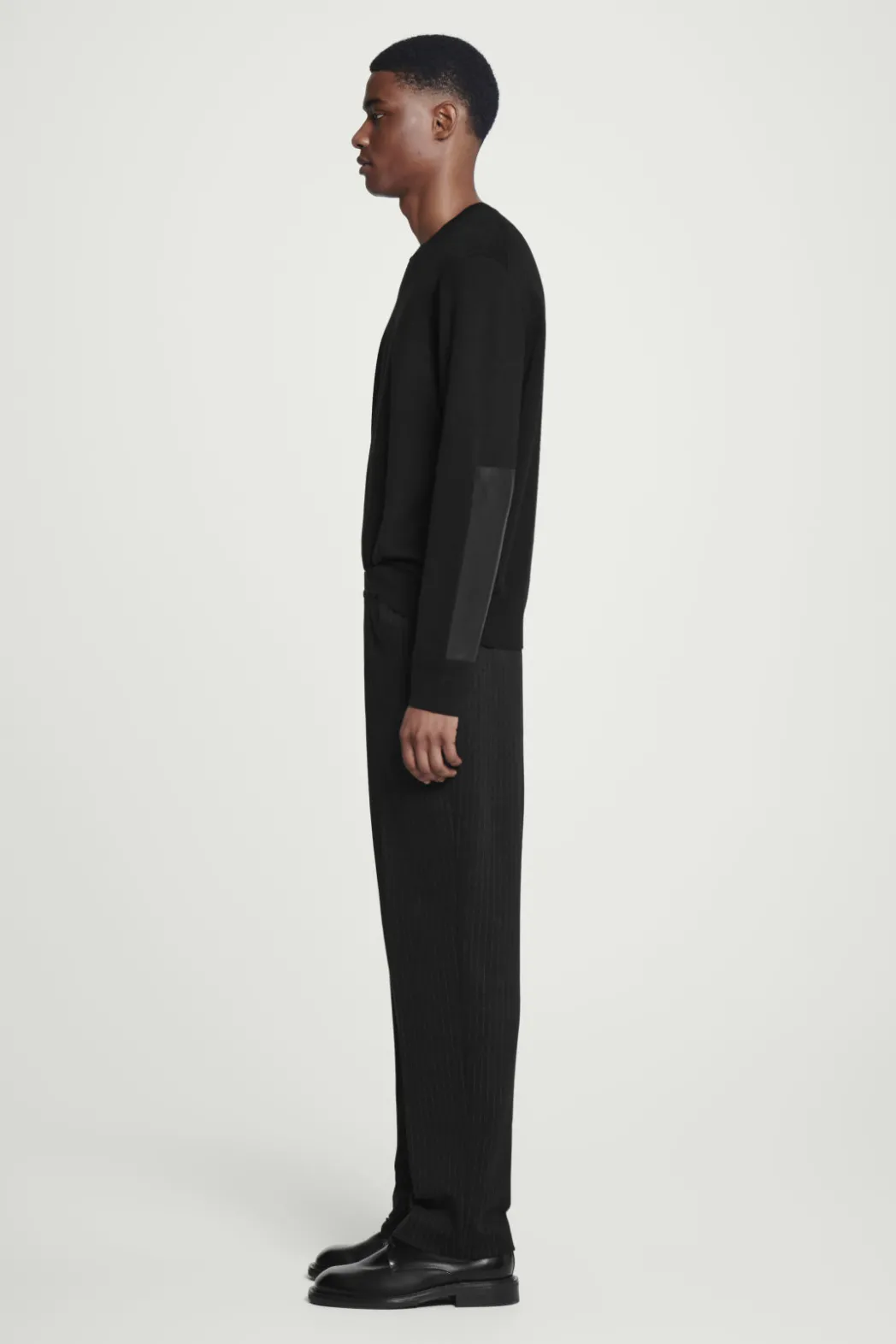 Best COS LEATHER-PANELLED MERINO WOOL JUMPER BLACK