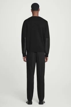 Best COS LEATHER-PANELLED MERINO WOOL JUMPER BLACK