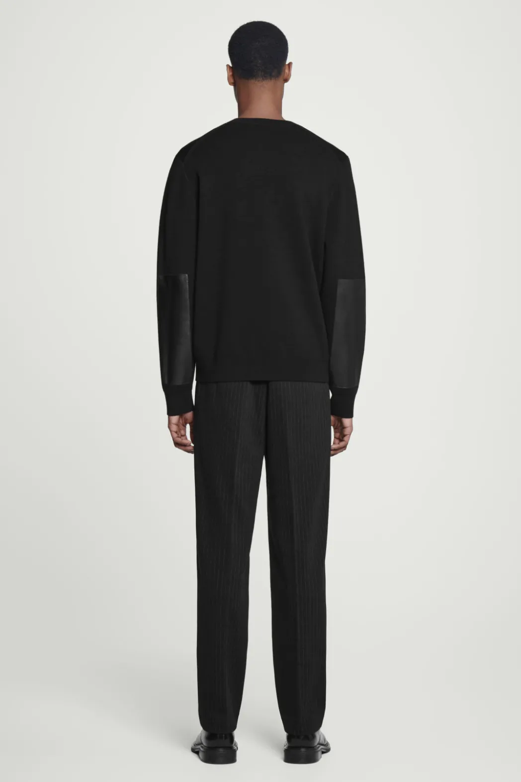 Best COS LEATHER-PANELLED MERINO WOOL JUMPER BLACK