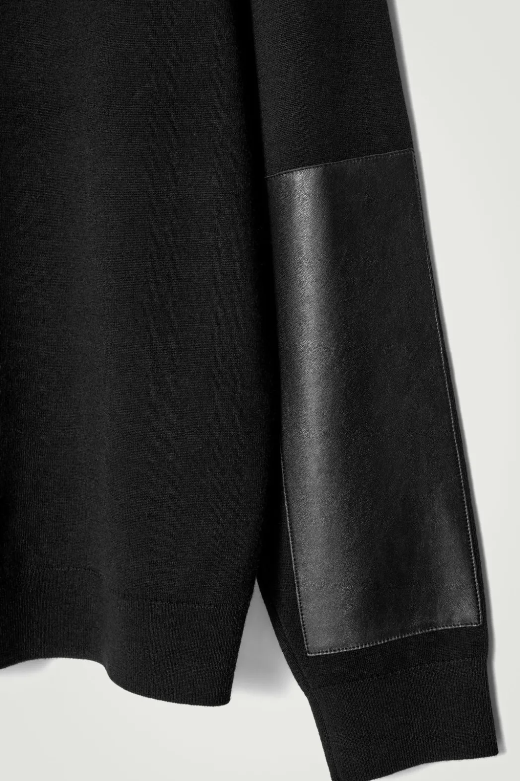 Best COS LEATHER-PANELLED MERINO WOOL JUMPER BLACK