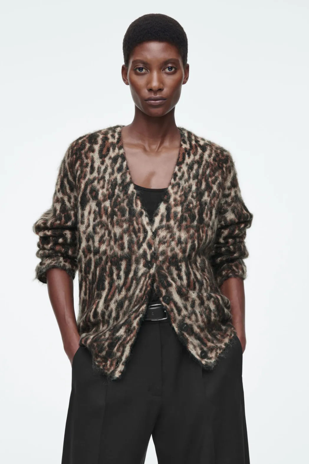 New COS -PRINT MOHAIR-BLEND CARDIGAN LEOPARD