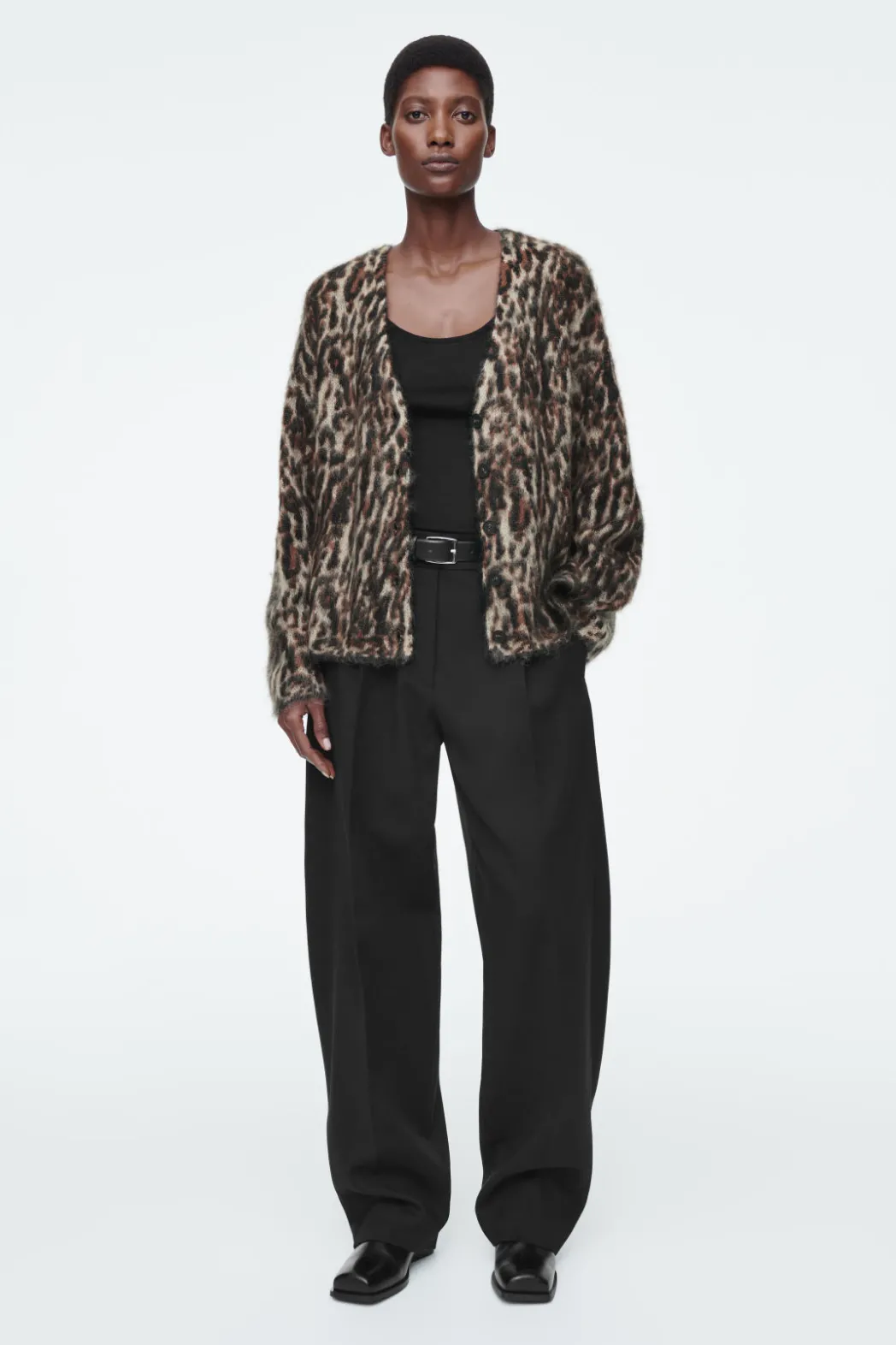 New COS -PRINT MOHAIR-BLEND CARDIGAN LEOPARD