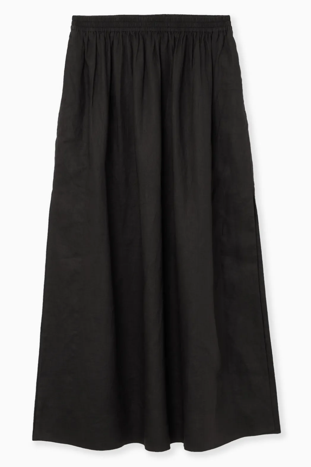 Clearance COS LINEN A-LINE MAXI SKIRT BLACK