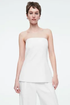 Discount COS LINEN BUSTIER TOP WHITE