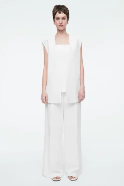 Discount COS LINEN BUSTIER TOP WHITE