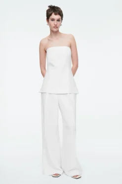Discount COS LINEN BUSTIER TOP WHITE