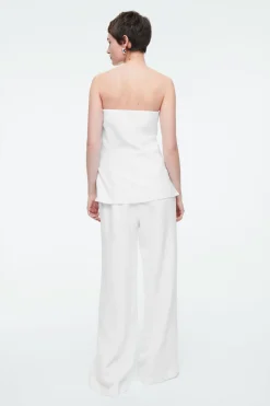 Discount COS LINEN BUSTIER TOP WHITE