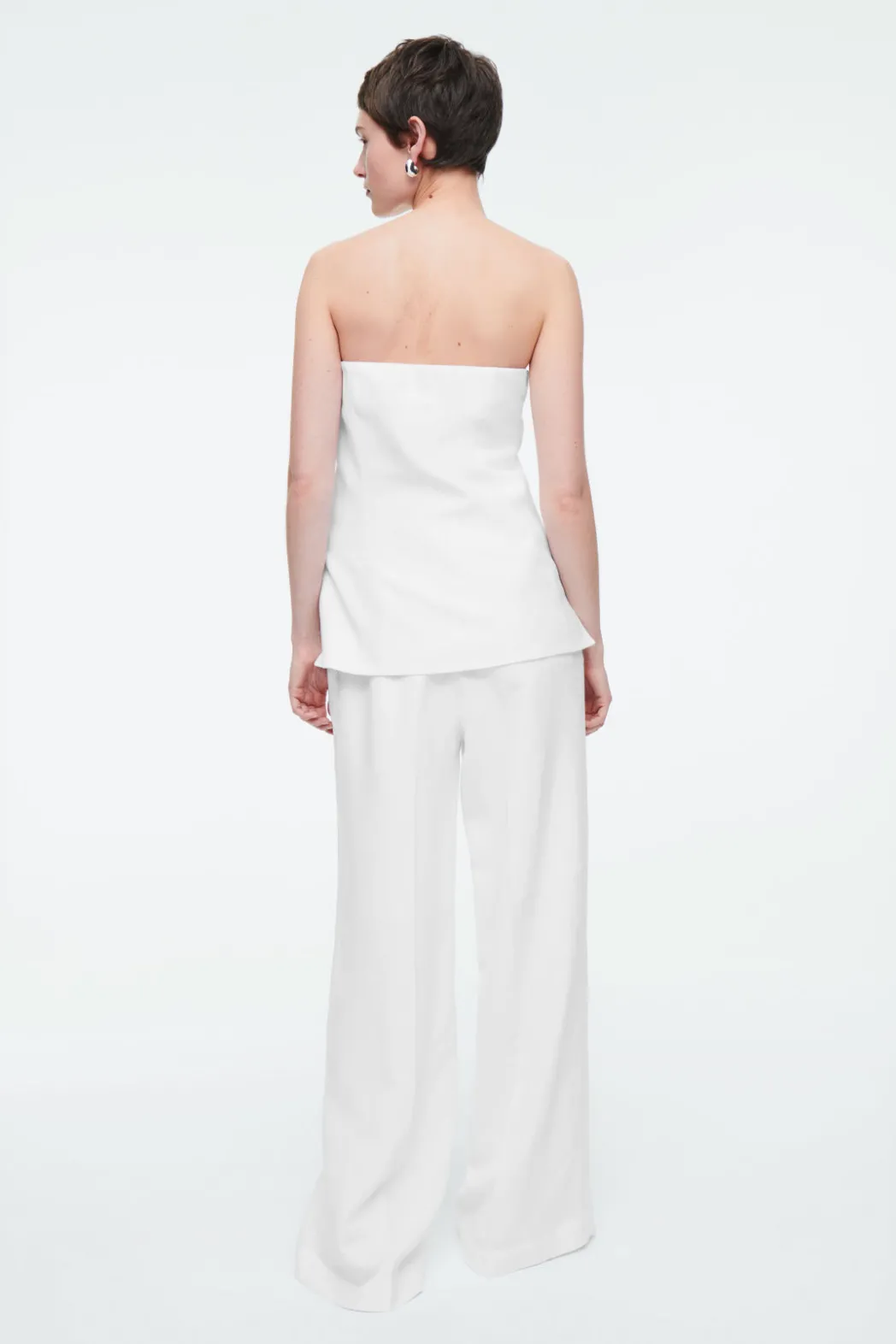 Discount COS LINEN BUSTIER TOP WHITE
