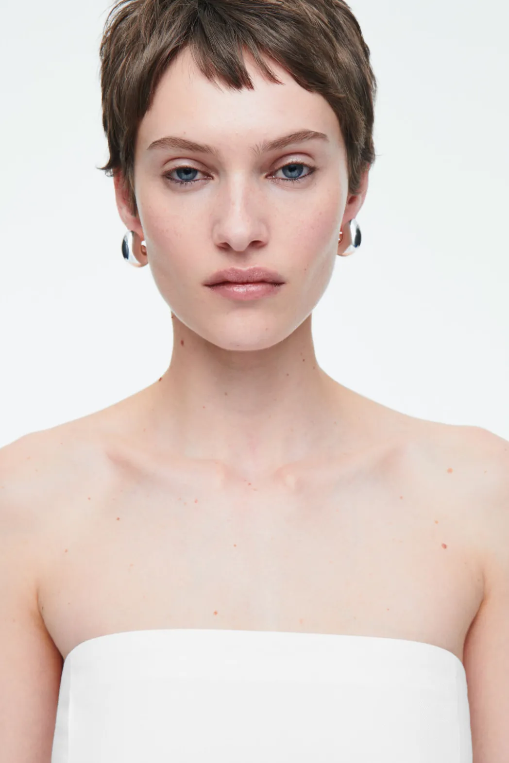 Discount COS LINEN BUSTIER TOP WHITE