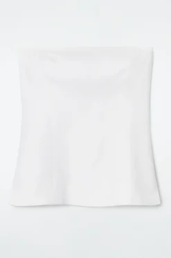 Discount COS LINEN BUSTIER TOP WHITE