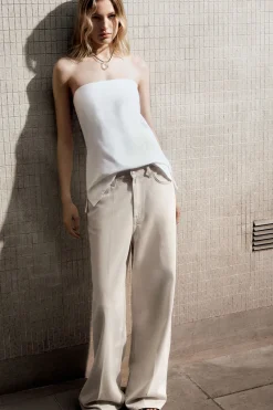 Discount COS LINEN BUSTIER TOP WHITE