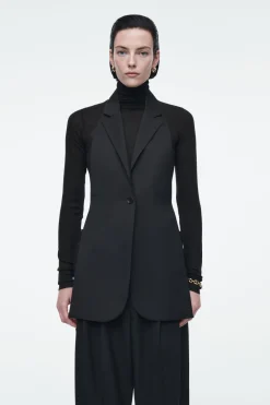 Outlet COS LONGLINE BACKLESS WOOL VEST BLACK