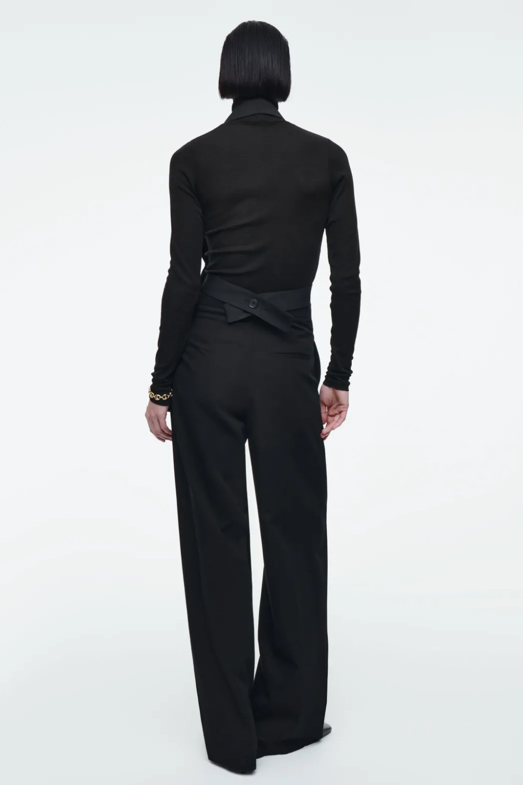 Outlet COS LONGLINE BACKLESS WOOL VEST BLACK