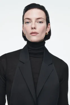 Outlet COS LONGLINE BACKLESS WOOL VEST BLACK