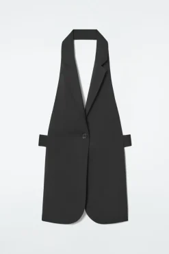 Outlet COS LONGLINE BACKLESS WOOL VEST BLACK
