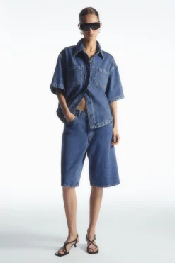 Hot COS LONGLINE DENIM SHORTS BLUE