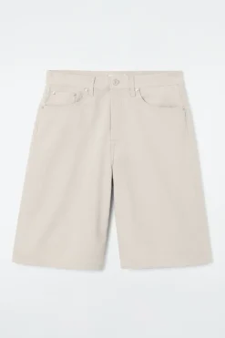 Discount COS LONGLINE DENIM SHORTS LIGHT BEIGE