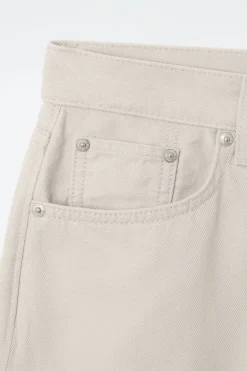 Discount COS LONGLINE DENIM SHORTS LIGHT BEIGE