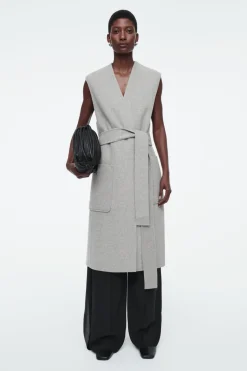 COS LONGLINE DOUBLE-FACED WOOL VEST GRAY