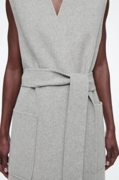 COS LONGLINE DOUBLE-FACED WOOL VEST GRAY