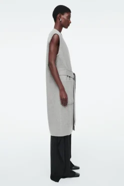 COS LONGLINE DOUBLE-FACED WOOL VEST GRAY