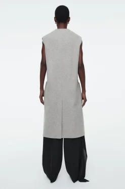 COS LONGLINE DOUBLE-FACED WOOL VEST GRAY