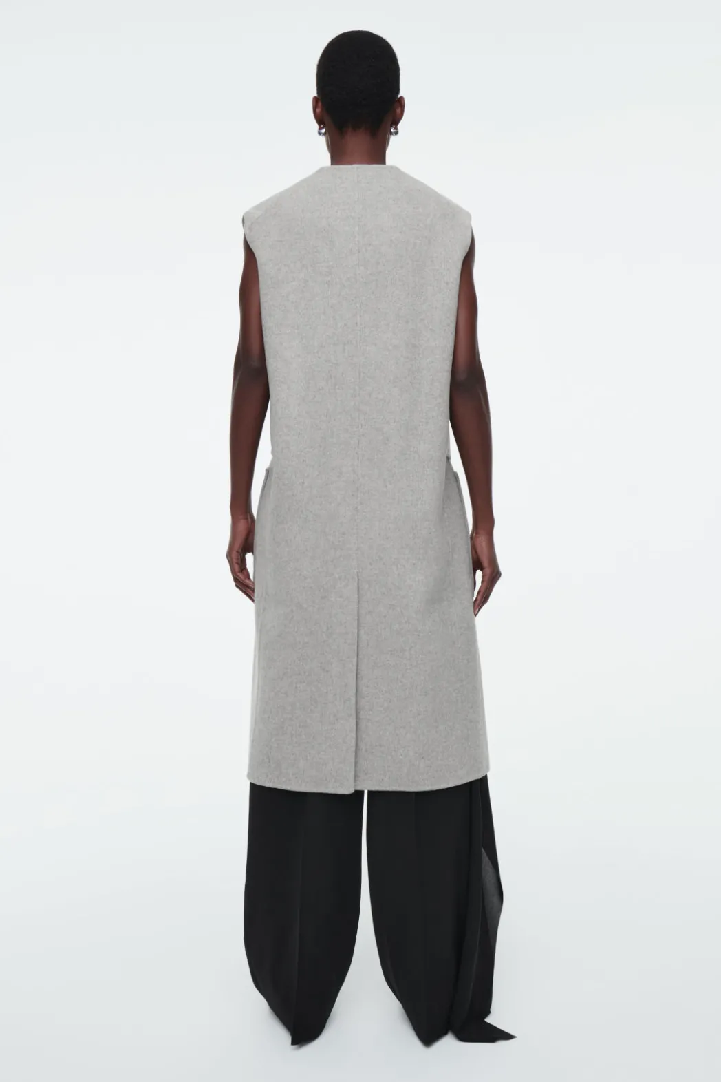 COS LONGLINE DOUBLE-FACED WOOL VEST GRAY