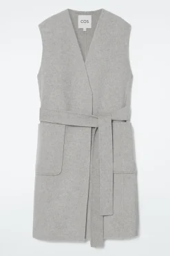COS LONGLINE DOUBLE-FACED WOOL VEST GRAY
