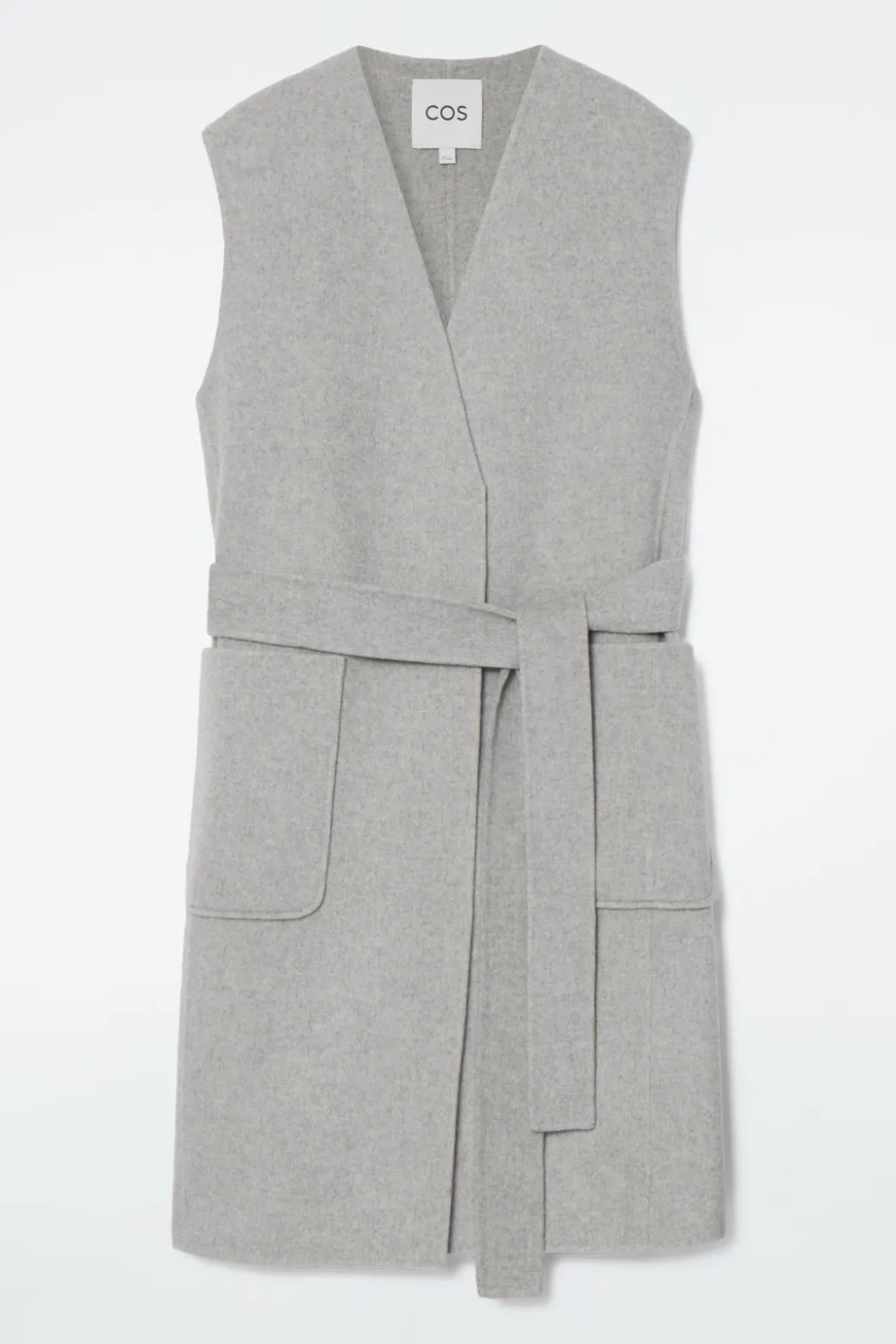 COS LONGLINE DOUBLE-FACED WOOL VEST GRAY