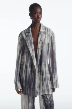 Online COS LONGLINE SINGLE-BREASTED BLAZER BEIGE / BLUE