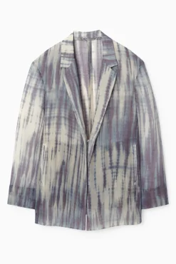 Online COS LONGLINE SINGLE-BREASTED BLAZER BEIGE / BLUE