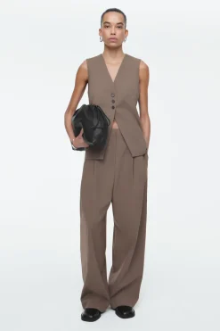 Discount COS LONGLINE TAILORED TWILL VEST MOLE