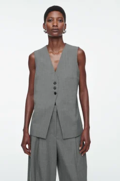 Outlet COS LONGLINE TAILORED TWILL VEST GRAY