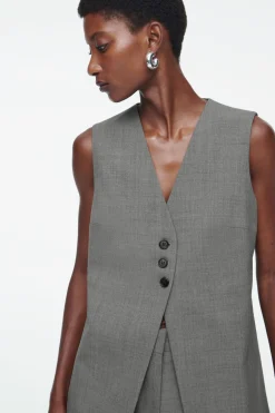 Outlet COS LONGLINE TAILORED TWILL VEST GRAY