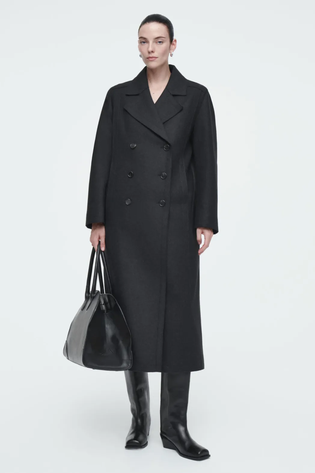Outlet COS LONGLINE WOOL PEA COAT CHARCOAL