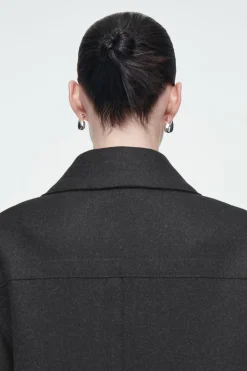 Outlet COS LONGLINE WOOL PEA COAT CHARCOAL