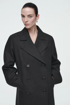 Outlet COS LONGLINE WOOL PEA COAT CHARCOAL
