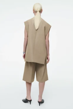 Outlet COS LONGLINE WOOL-BLEND TWILL SHORTS BEIGE