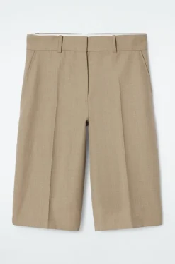 Outlet COS LONGLINE WOOL-BLEND TWILL SHORTS BEIGE