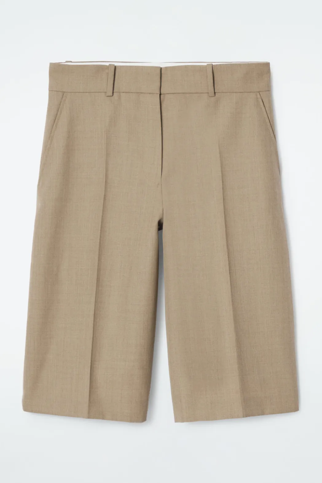 Outlet COS LONGLINE WOOL-BLEND TWILL SHORTS BEIGE