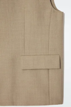 New COS LONGLINE WOOL-BLEND TWILL VEST BEIGE